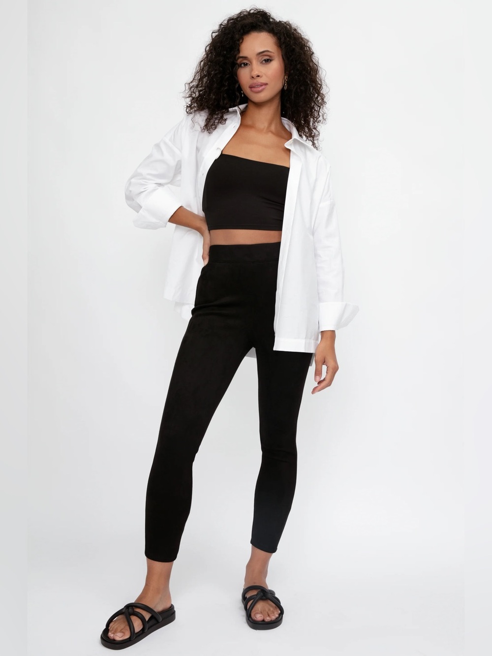 L'AGENCE Nini Skinny Faux Suede Pull On Leggings Black NWT